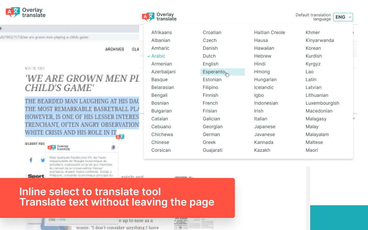 Overlay Translate in action